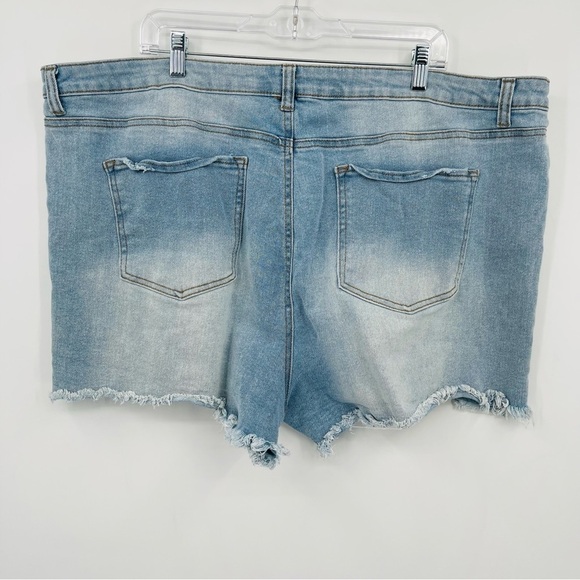 Vanilla‎ Star High Rise Shortie Shorts Womens Plus Size 24 Blue Light Wash - Picture 2 of 11